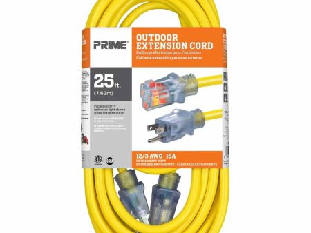 25 ft. Outdoor Heavy Duty Extension Cord 12 3 Gauge SJTW Yellow Supply