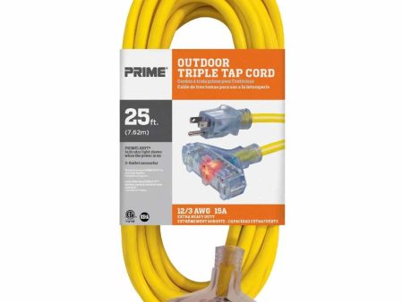 25 ft. Outdoor Heavy Duty Extension Cord 12 3 Gauge SJTW Yellow Discount