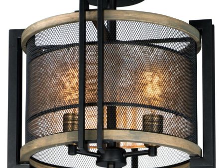 Boundry 17 in. 3 Lights Semi flush Mount Light Black finish For Discount