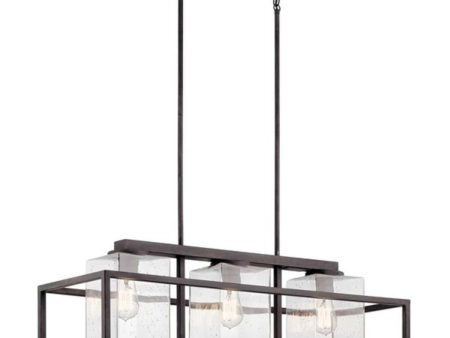 Wright 36 in. 3 Lights Outdoor Chandelier Gray Finish Cheap