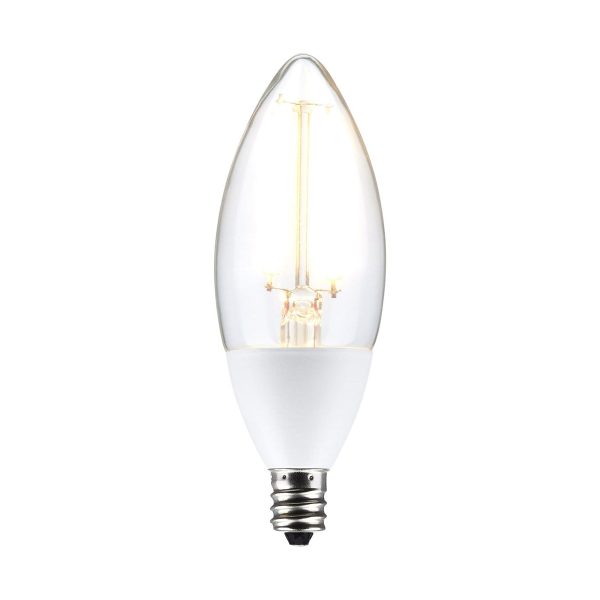 B11 Candle Filament LED Bulb, Dusk To Dawn, 5W, 500lm, 2700K, E12 Candelabra Base, With Photocell For Sale