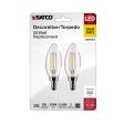 B11 Candle Filament LED Bulb, 3 Watts, 200 Lumens, 2700K, E12 Candelabra Base, Clear, Pack of 2 Discount