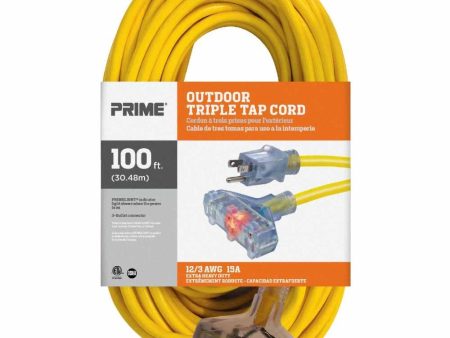 100 ft. Outdoor Heavy Duty Extension Cord 12 3 Gauge SJTW Yellow Hot on Sale