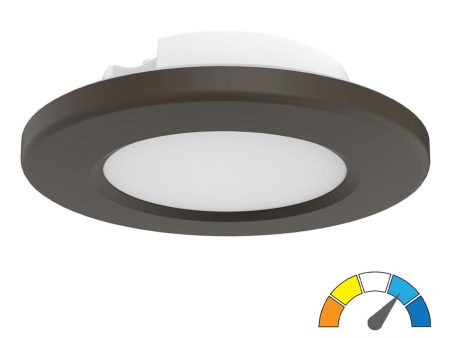 4 In. LED Disk|Surface Mount Light Selectable CCT Bronze Finish on Sale