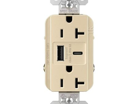 Tamper Resistant 20A Duplex Receptacle with USB Type A C Fast Charging, Ivory Online now