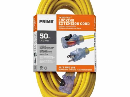 50 ft. Outdoor Heavy Duty Extension Cord 14 3 Gauge SJTW Yellow For Cheap